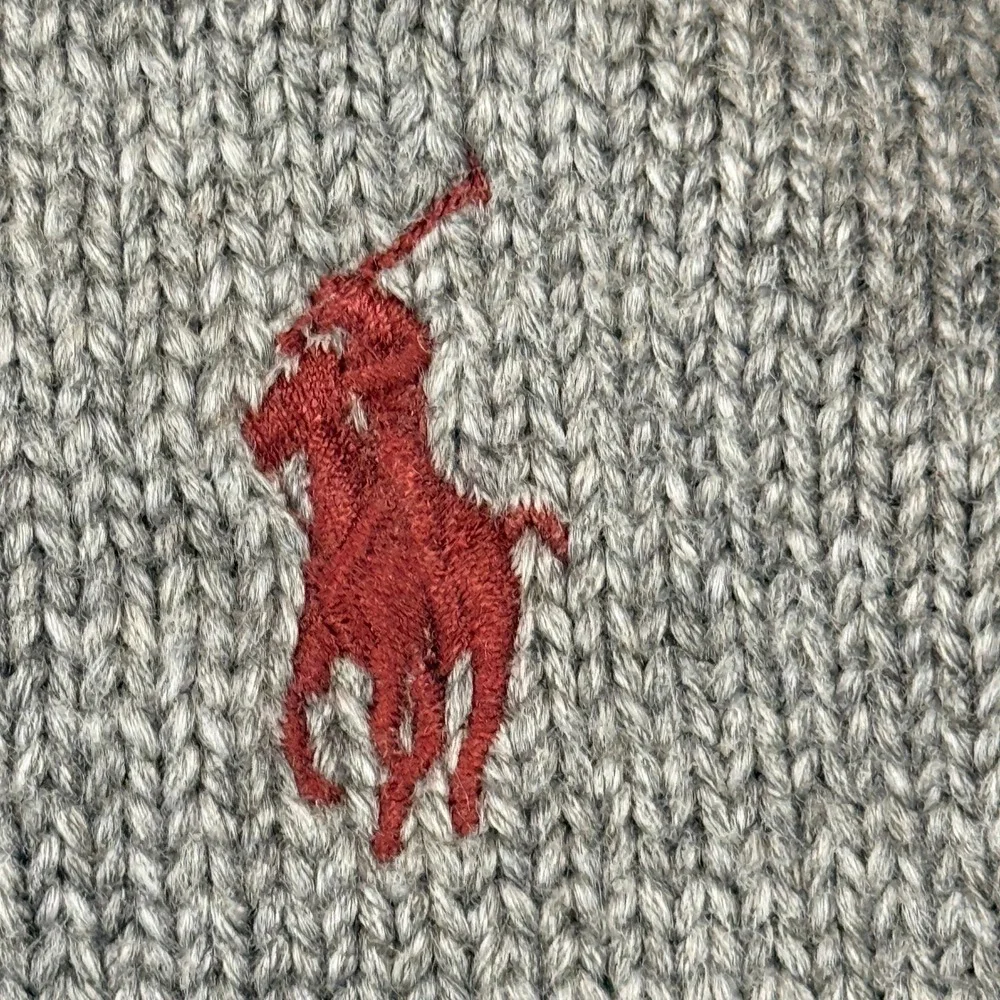 Polo Ralph Lauren Quarter Zip Sweater Mens XL Tan Cotton Knit Red Pony Logo